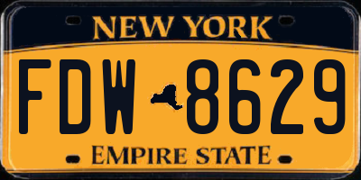 NY license plate FDW8629