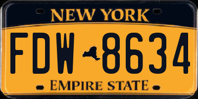 NY license plate FDW8634