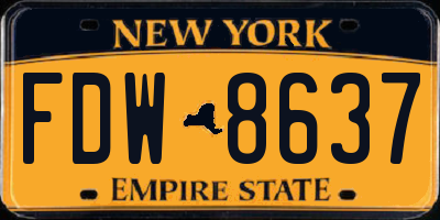 NY license plate FDW8637
