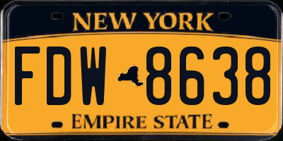 NY license plate FDW8638