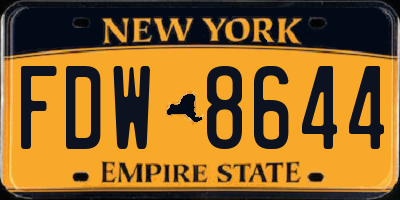 NY license plate FDW8644