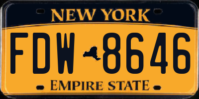 NY license plate FDW8646