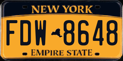 NY license plate FDW8648