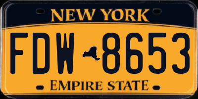 NY license plate FDW8653