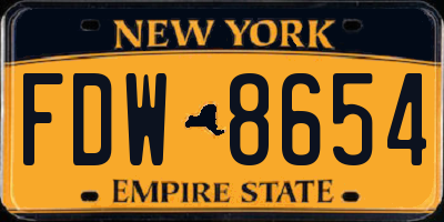 NY license plate FDW8654