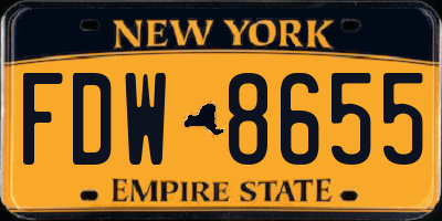 NY license plate FDW8655