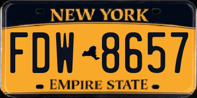 NY license plate FDW8657