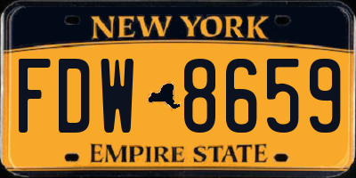 NY license plate FDW8659