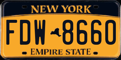 NY license plate FDW8660