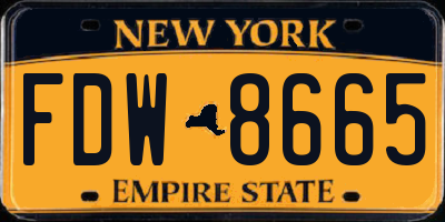 NY license plate FDW8665