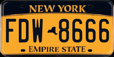 NY license plate FDW8666