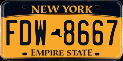 NY license plate FDW8667