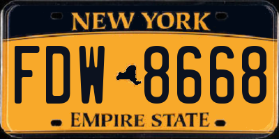 NY license plate FDW8668