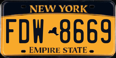 NY license plate FDW8669