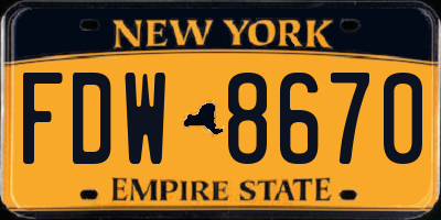 NY license plate FDW8670