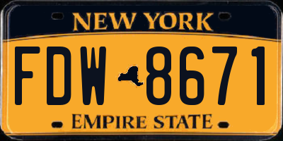NY license plate FDW8671