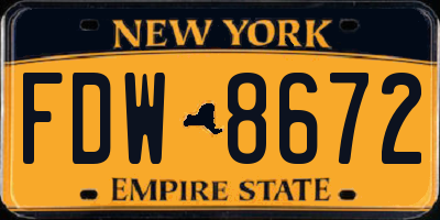 NY license plate FDW8672