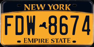 NY license plate FDW8674