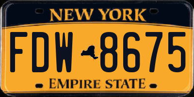 NY license plate FDW8675