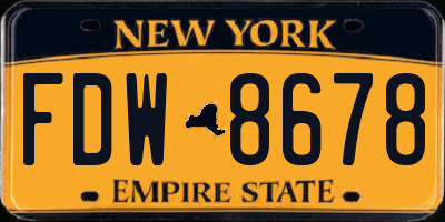 NY license plate FDW8678