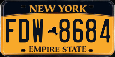 NY license plate FDW8684