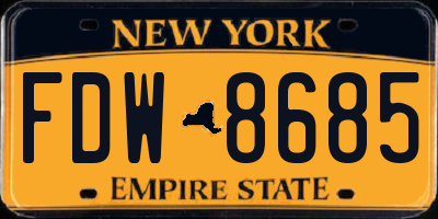 NY license plate FDW8685