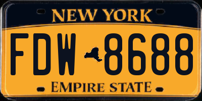 NY license plate FDW8688