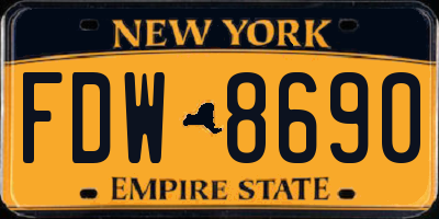 NY license plate FDW8690