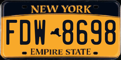 NY license plate FDW8698