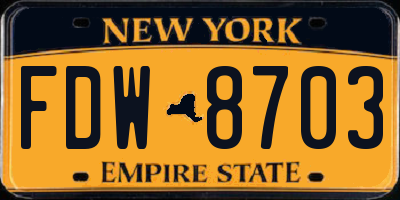 NY license plate FDW8703