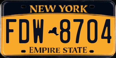 NY license plate FDW8704