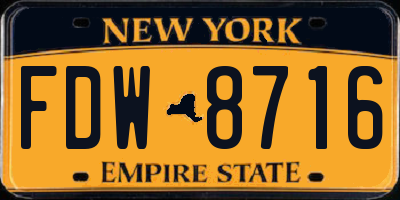 NY license plate FDW8716