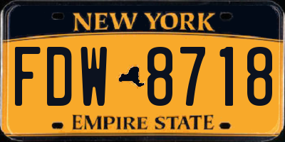 NY license plate FDW8718
