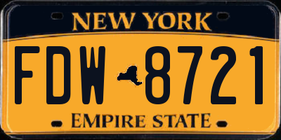 NY license plate FDW8721