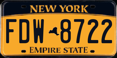 NY license plate FDW8722
