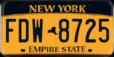 NY license plate FDW8725