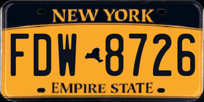 NY license plate FDW8726