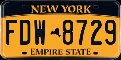 NY license plate FDW8729