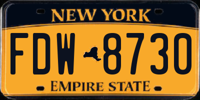 NY license plate FDW8730