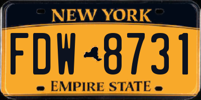 NY license plate FDW8731