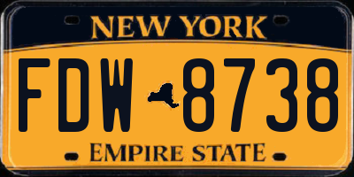 NY license plate FDW8738