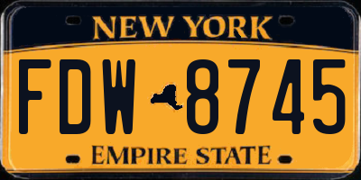 NY license plate FDW8745
