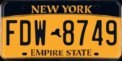 NY license plate FDW8749