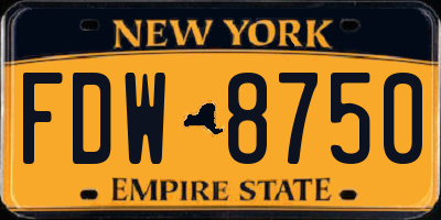 NY license plate FDW8750