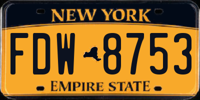 NY license plate FDW8753