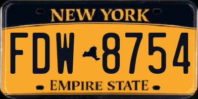 NY license plate FDW8754