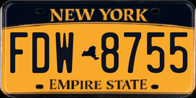 NY license plate FDW8755