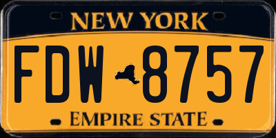 NY license plate FDW8757