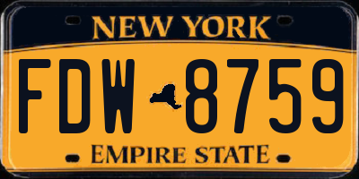 NY license plate FDW8759
