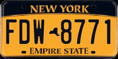 NY license plate FDW8771